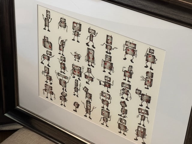 Robots Metal Silver 12x16 Print