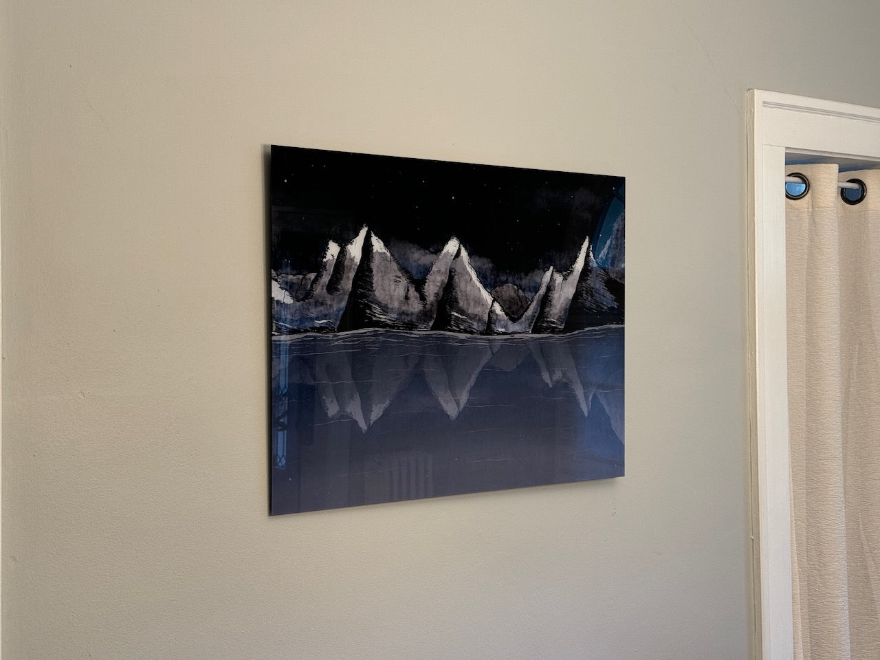 Mountain Range Reflective Lake on Glass