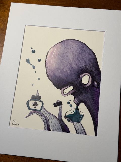 Octopus Making Ink 8x10 Print