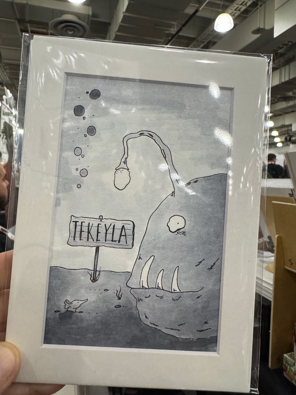 Original Prompt-Themed Greyscale Illustration w/Mat