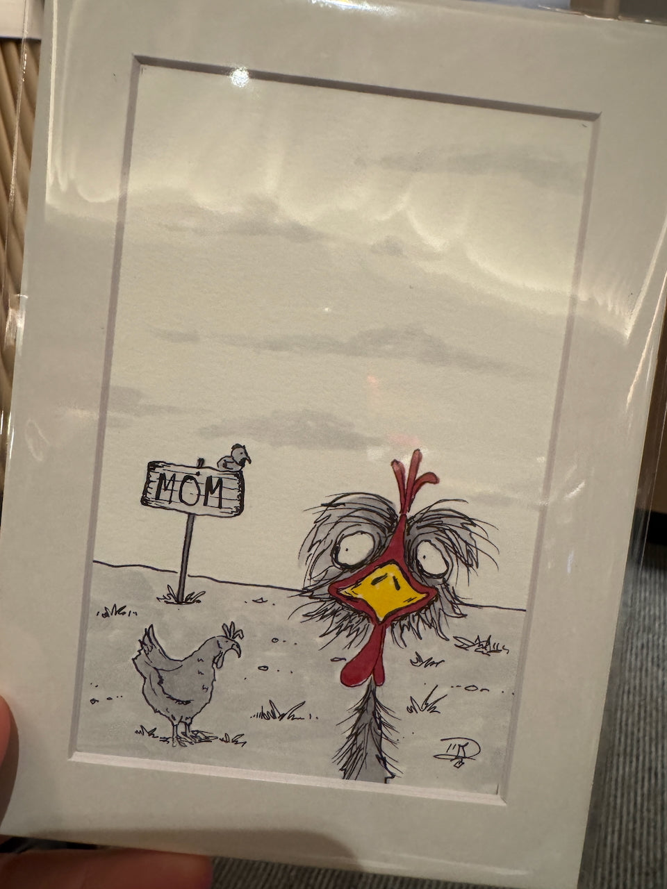 Original Prompt-Themed Greyscale Illustration w/Mat