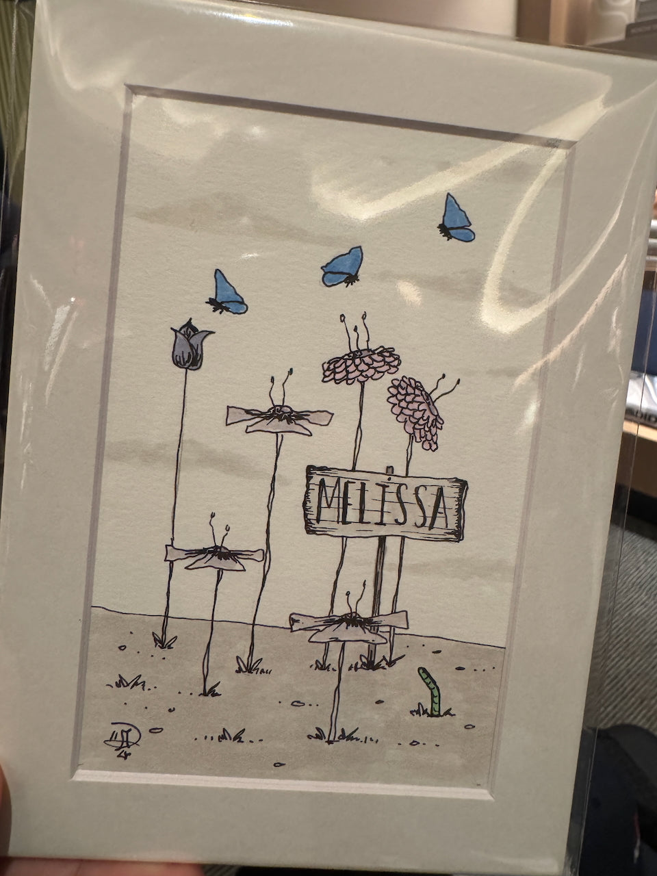 Original Prompt-Themed Greyscale Illustration w/Mat